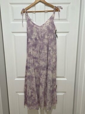 Tie-Shoulder Lavender Tie-Dye Maxi Dress
